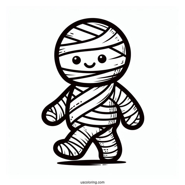 Easy Cartoon Mummy Coloring Page