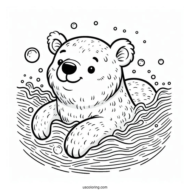 Polar Bear Swimming Coloring Sheet