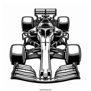 Simple Outline Of F1 Coloring Page Race Car On Track