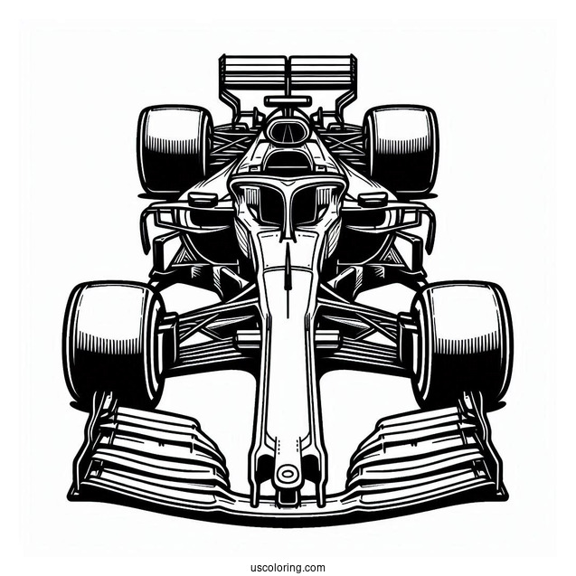 Simple Outline Of F1 Coloring Page Race Car On Track