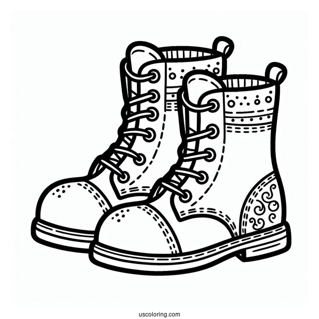 Boots Outline Coloring In For Preschoolers