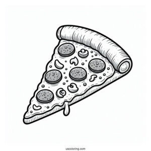 Cartoon Pizza Slice Coloring Sheet
