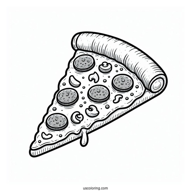 Cartoon Pizza Slice Coloring Sheet