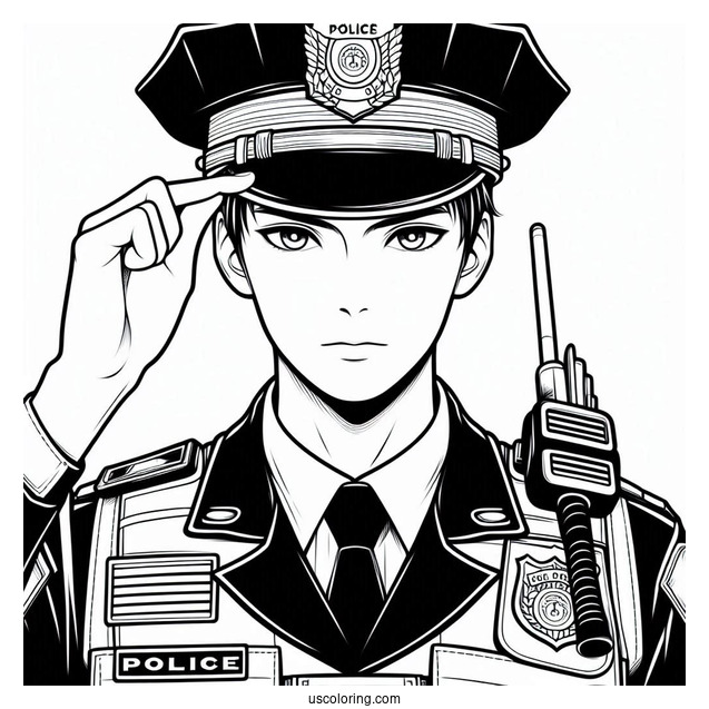Black Police Officer Coloring Page
