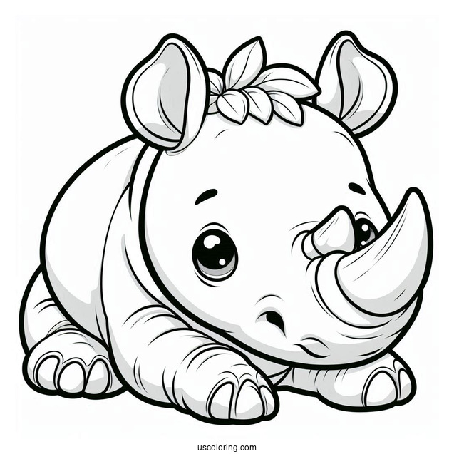 Cute Baby Rhino To Color