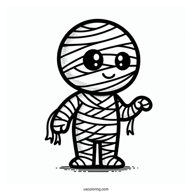 Easy Cartoon Mummy Coloring Page