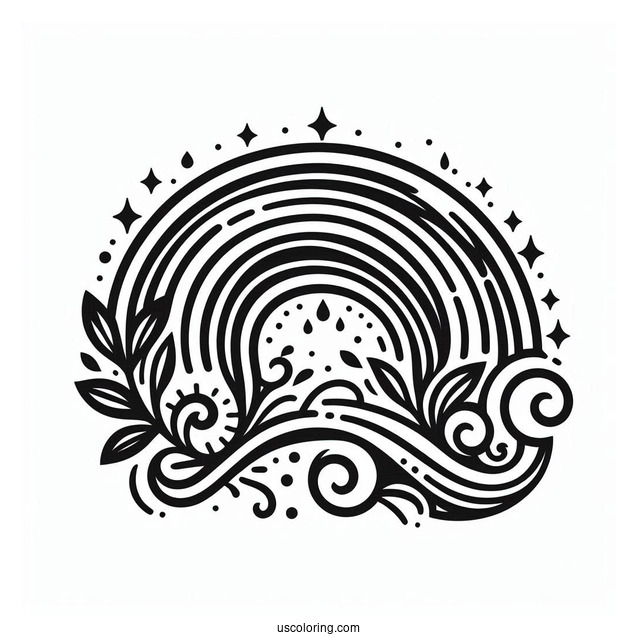 Large Rainbow To Color For Kids