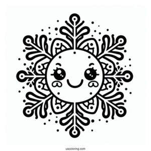 Easy Smiling Snowflake Coloring Page for Preschoolers