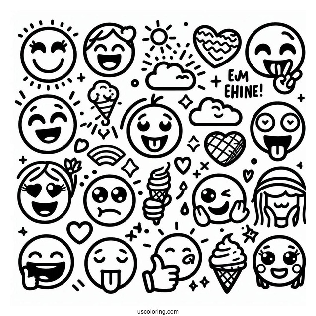 Emoji Coloring Page Montage