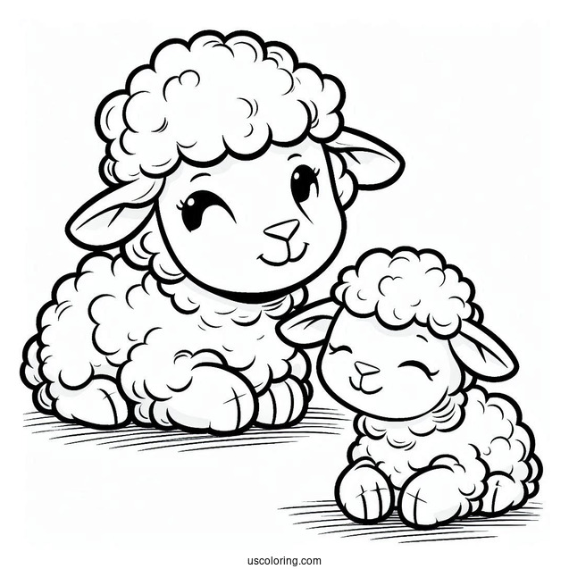 Cute Lamb Coloring For Preschoolers