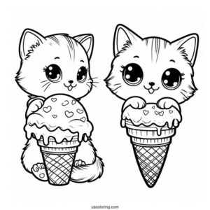 Kitten Inside Ice Cream Cone Coloring In For Preschoolers