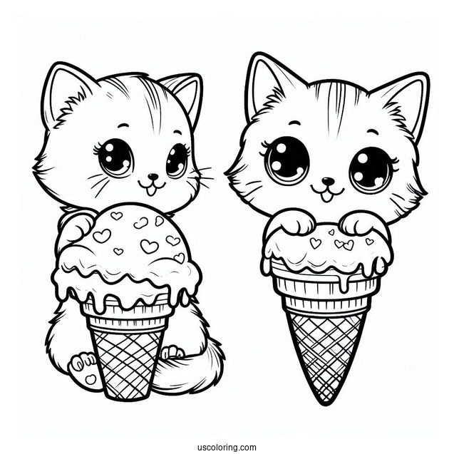 Kitten Inside Ice Cream Cone Coloring In For Preschoolers