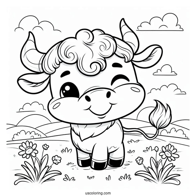 Coloring Page Of Cartoon Bull