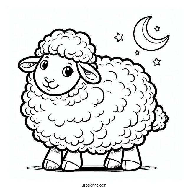 Big Fluffy Sheep Coloring Sheet