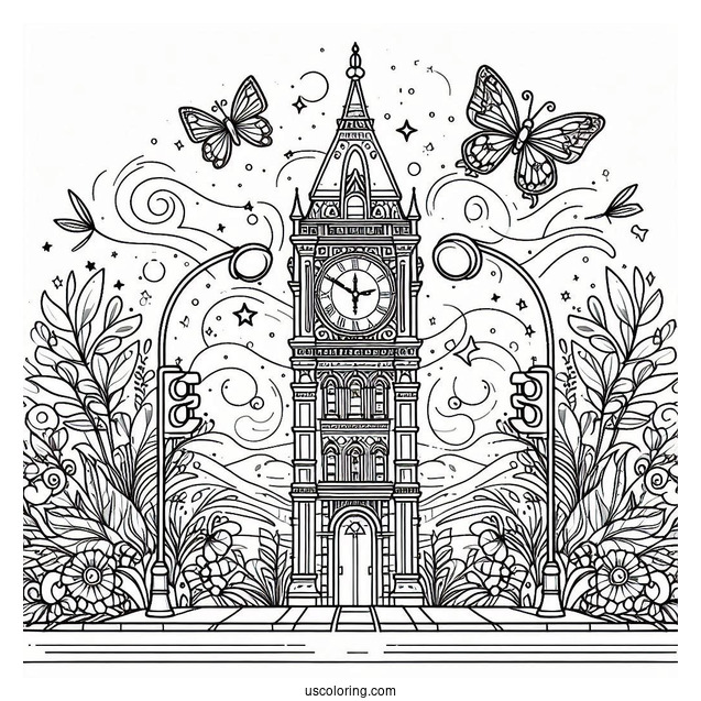 Clock Tower Coloring Page
