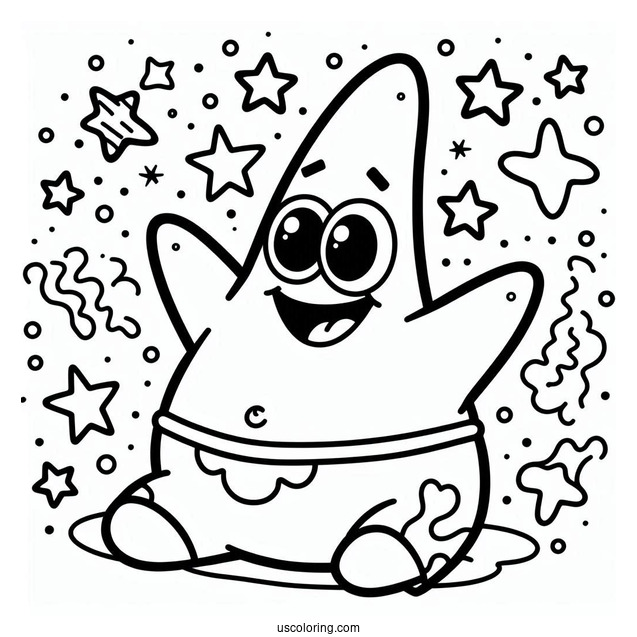 Simple Outline Of Patrick Star Coloring Page Drooling