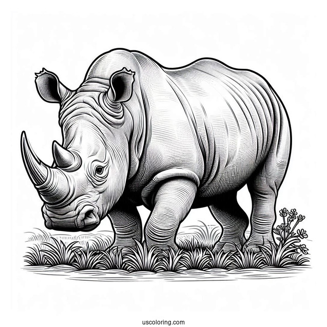 Detailed White Rhinoceros To Color