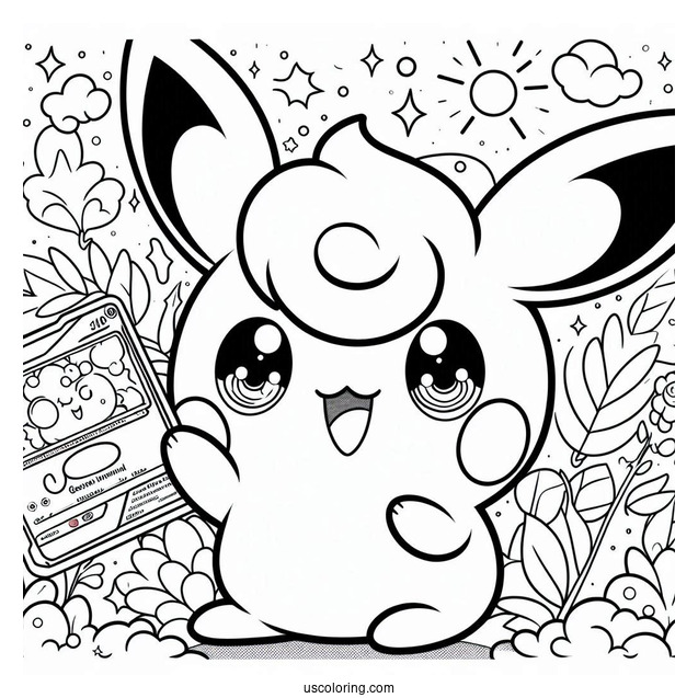 Kawaii Maushold Gentle Slap Pokemon Card Coloring Sheet For Kids