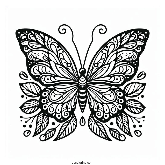 Tropical Butterfly Coloring Sheet