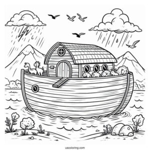 Cartoon Noah's Ark Coloring Page