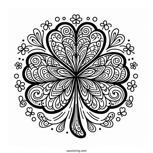St. Patrick's Day Coloring Page Of Pretty Clover Mandala