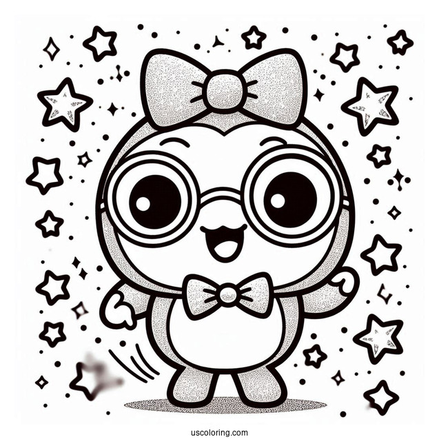 Pororo Coloring Page Of Harry With Bowtie Dancing