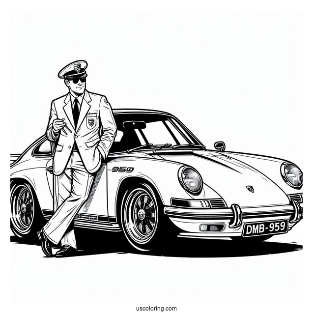 Porsche Coloring Page 959 Moby Dick