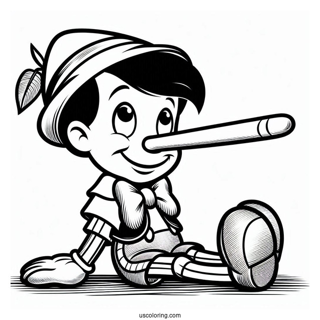 Pinocchio Coloring Page With Super Long Nose For Lying