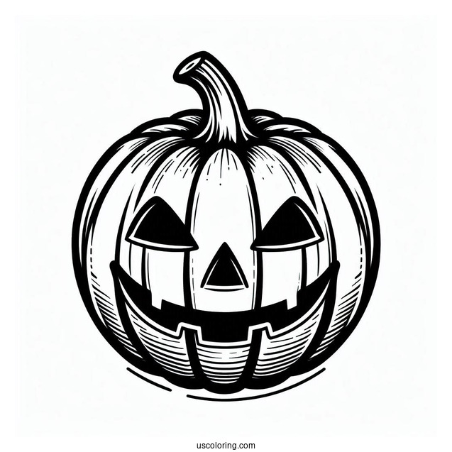 Simple Jack O Lantern Pumpkin Coloring Page Template To Color