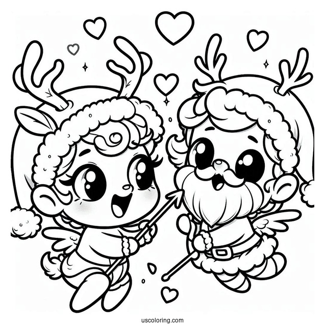 Cheeky Santa Decorating Cupids Antlers