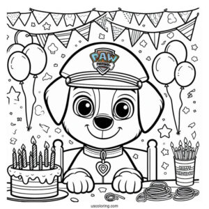 Paw Patrol Happy Birthday Coloring Page For Parties