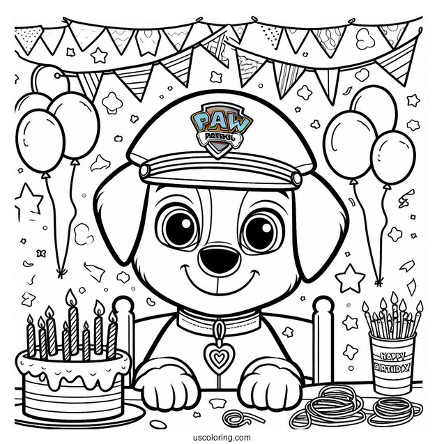 Paw Patrol Happy Birthday Coloring Page For Parties