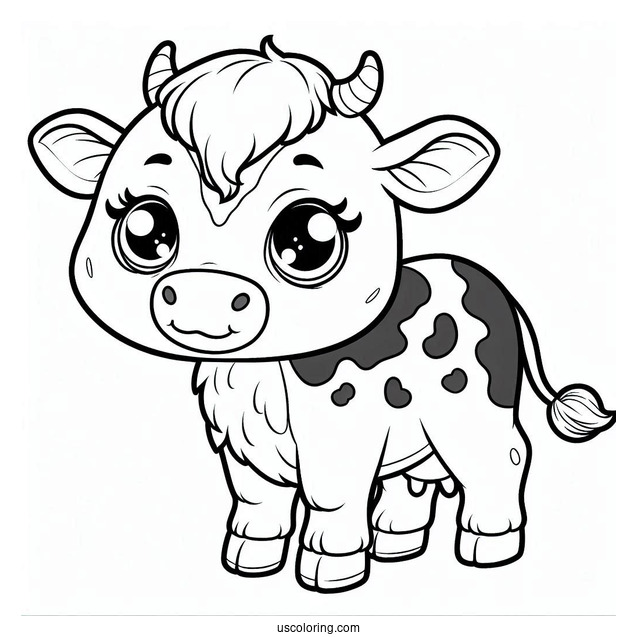 Cartoon Cow Coloring Sheet For Kids