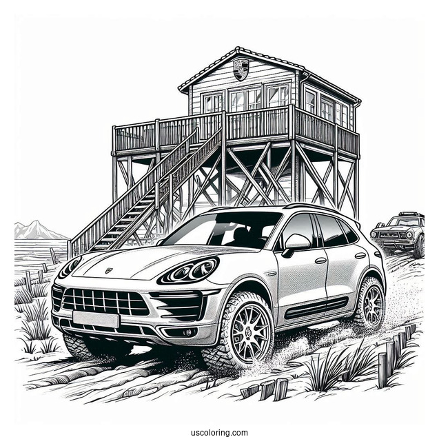 Porsche Coloring Page Macan Off Roading