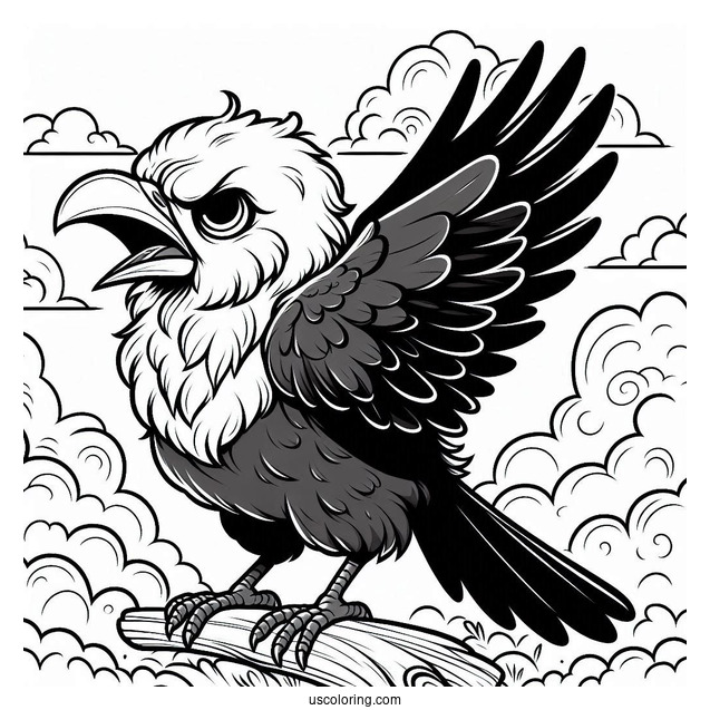 Angry Baby Raven Coloring Page In The Sky For Preschoolers