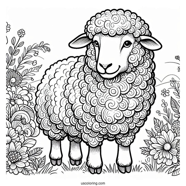 Detailed Adult Sheep Coloring Page
