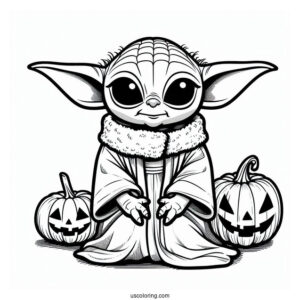 Halloween Baby Yoda To Color
