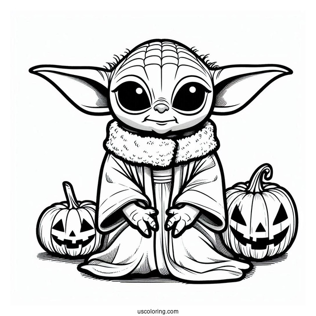 Halloween Baby Yoda To Color