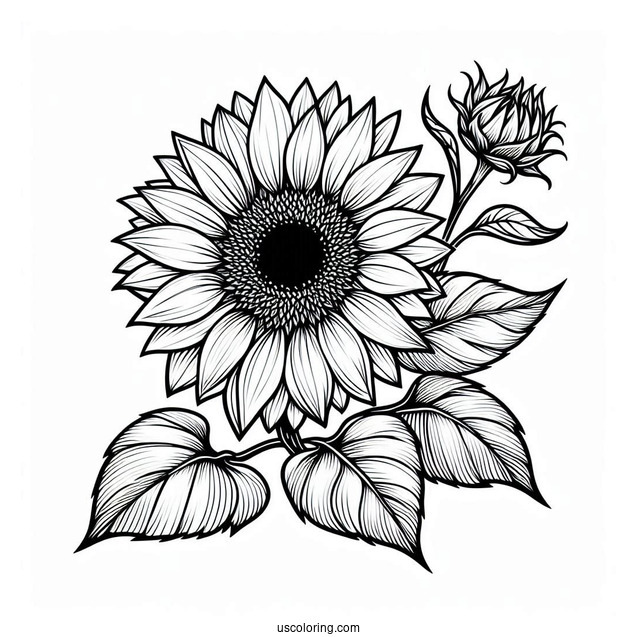 Ultra Fine Sunflower Coloring Sheet