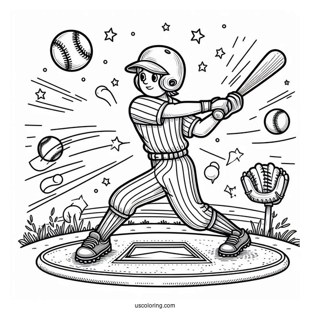 Baseball Batter Ready For a Pitch To Color