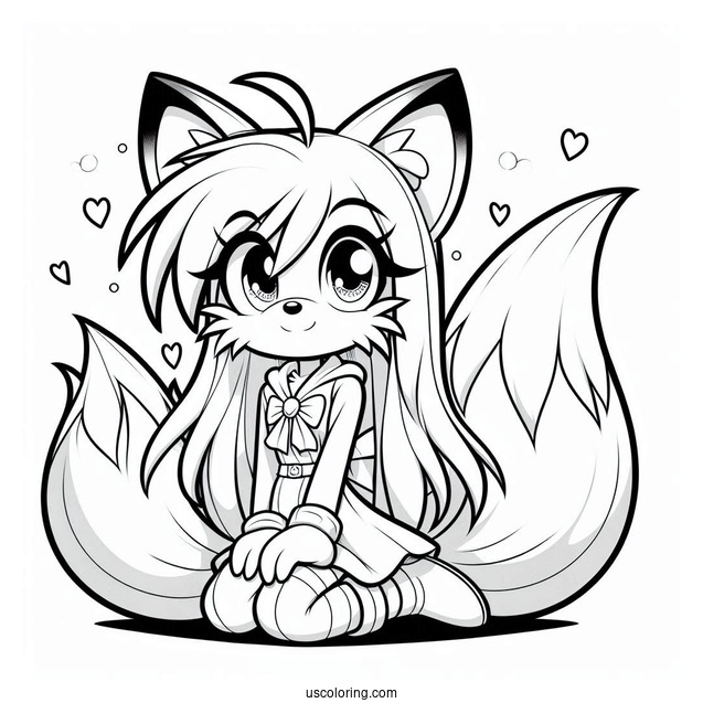 Zooey In Love With Tails Coloring Page