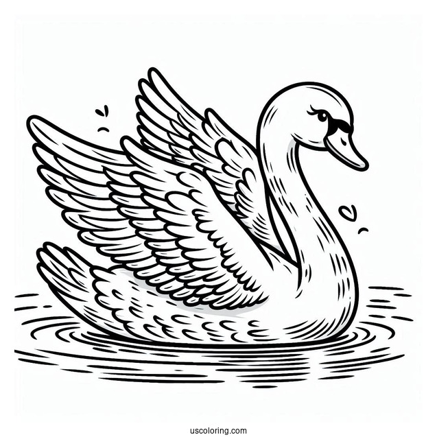 Swan Coloring Page Swimming Away From Ugly Duckling