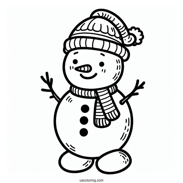 Simple To Color Snowman For Kids
