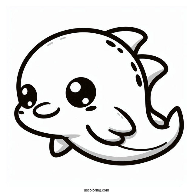 Cute Kawaii Dolphin To Color