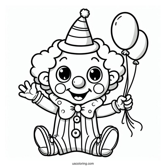 Easy Coloring Sheet of Happy Clown