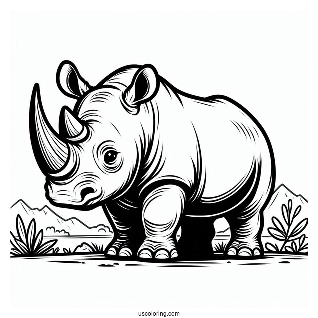 Black Rhino Coloring Page