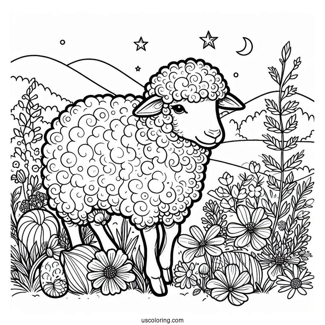 Detailed Adult Sheep Coloring Page