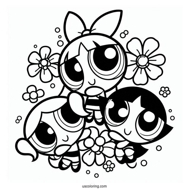 Blossom, Bubbles And Buttercup Coloring Page