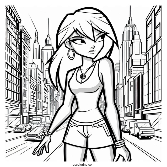 Ben 10 Coloring Page Of Adult Gwen Tennyson In The City