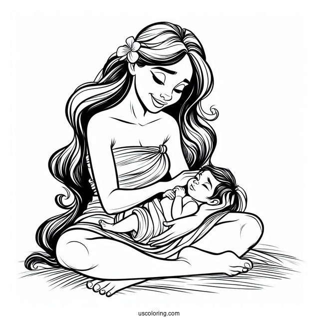 Kala Cradling Baby Tarzan Coloring Page For Kids